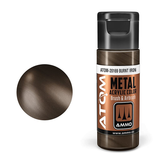 AMMO by Mig 20169 Atom: Metallic Burnt Iron Acrylic Paint 20ml Bottle
