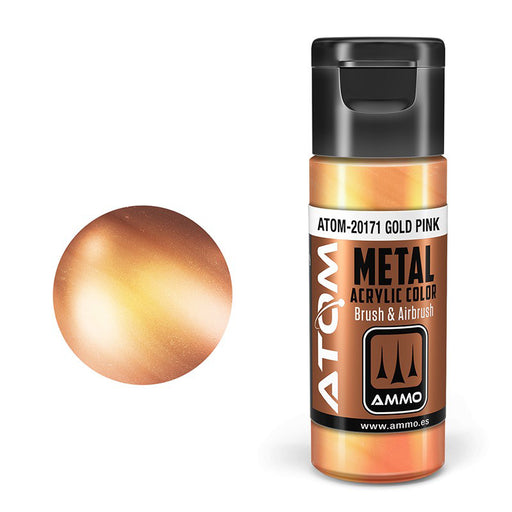AMMO by Mig 20171 Atom: Metallic Gold Pink Acrylic Paint 20ml Bottle