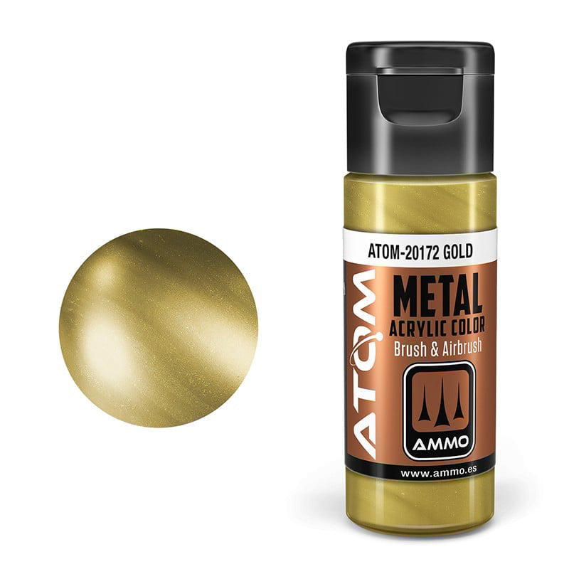 AMMO by Mig 20172 Atom: Metallic Gold Acrylic Paint 20ml Bottle