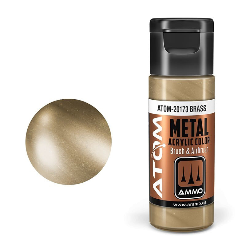 AMMO by Mig 20173 Atom: Metallic Brass Acrylic Paint 20ml Bottle