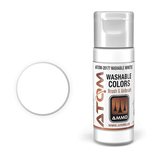 AMMO by Mig 20177 Atom: Washable White Acrylic Paint 20ml Bottle