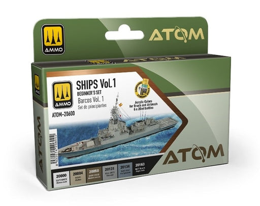 AMMO by Mig 20600 Atom: Ships Vol. 1 Beginner's Acrylic Paint Set (6 Colors) 20ml Bottles