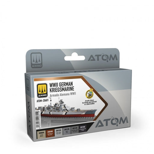AMMO by Mig 20601 Atom: WWII German Kriegsmarine Acrylic Paint Set (6 Colors) 20ml Bottles