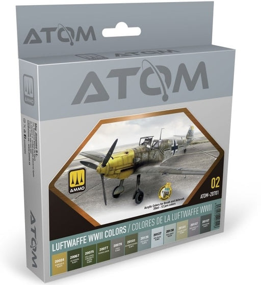 AMMO by Mig 20701 Atom: WWII Luftwaffe Acrylic Paint Set (12 Colors) 20ml Bottles