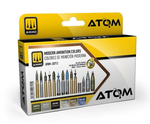 AMMO by Mig 20713 Atom: Modern Ammunition Acrylic Paint Set (6 Colors) 20ml Bottles