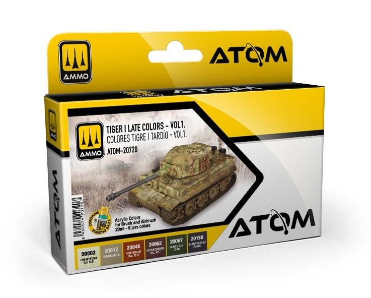 AMMO by Mig 20720 Atom: Tiger I Late Vol. 1 Acrylic Paint Set (6 Colors) 20ml Bottles