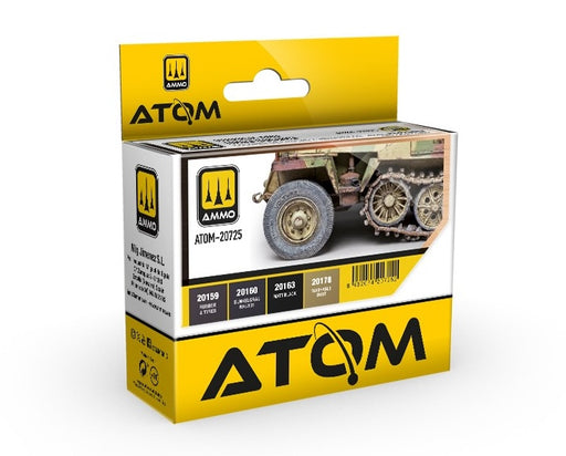 AMMO by Mig 20725 Atom: Rubber & Tires Acrylic Paint Set (4 Colors) 20ml Bottles