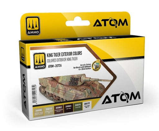 AMMO by Mig 20726 Atom: King Tiger Exterior Acrylic Paint Set (6 Colors) 20ml Bottles