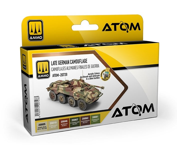 AMMO by Mig 20728 Atom: Late German Camouflage Acrylic Paint Set (6 Colors) 20ml Bottles