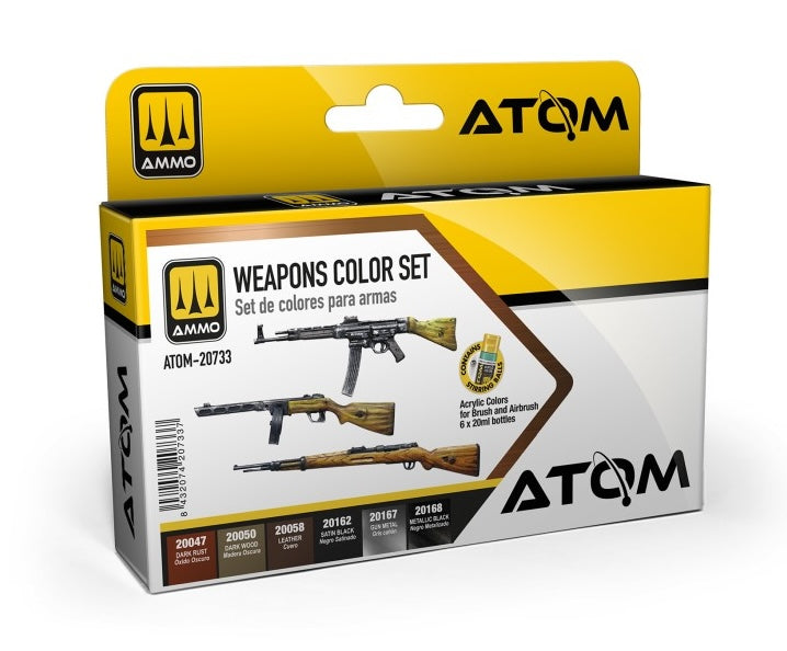 AMMO by Mig 20733 Atom: Weapons Acrylic Paint Set (6 Colors) 20ml Bottles