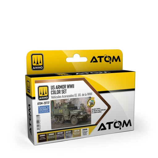 AMMO by Mig 20737 Atom: US Armor WWII Acrylic Paint Set (6 Colors) 20ml Bottles