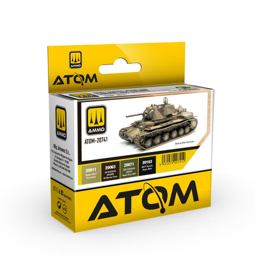 AMMO by Mig 20741 Atom: WWII Soviet Vehicles Camouflage Acrylic Paint Set (4 Colors) 20ml Bottles