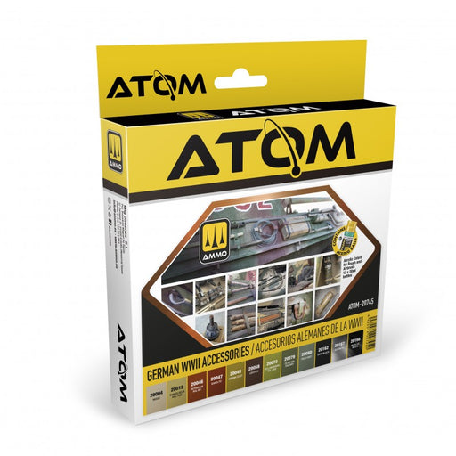 AMMO by Mig 20745 Atom: German WWII Accessories Acrylic Paint Set (12 Colors) 20ml Bottles