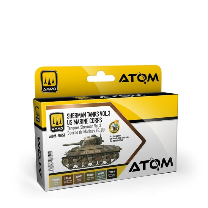 AMMO by Mig 20751 Atom: Sherman Tanks Vol. 3 US Marine Corps Acrylic Paint Set (6 Colors) 20ml Bottles