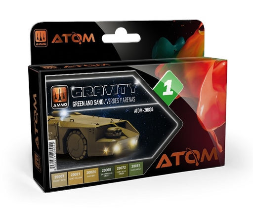 AMMO by Mig 20804 Atom: Gravity 1 Green & Sand Acrylic Paint Set (6 Colors) 20ml Bottles