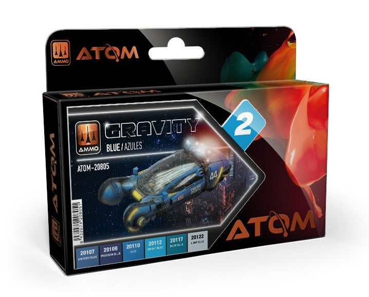AMMO by Mig 20805 Atom: Gravity 2 Blue Acrylic Paint Set (6 Colors) 20ml Bottles