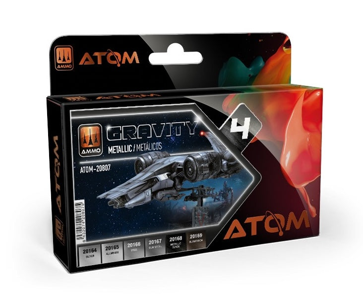 AMMO by Mig 20807 Atom: Gravity 4 Metallic Acrylic Paint Set (6 Colors) 20ml Bottles