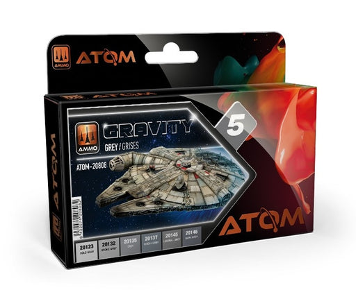 AMMO by Mig 20808 Atom: Gravity 5 Grey Acrylic Paint Set (6 Colors) 20ml Bottles
