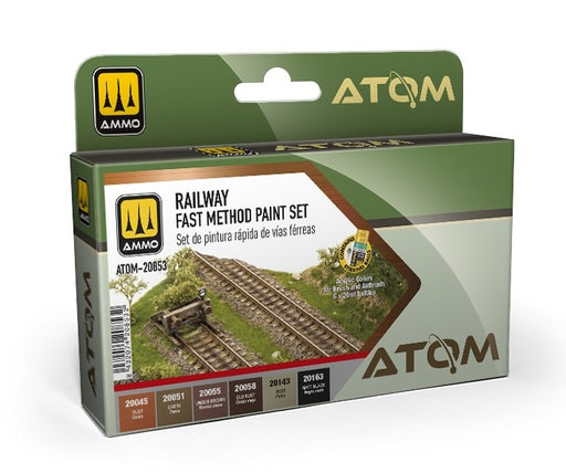 AMMO by Mig 20853 Atom: Railway Fast Method Acrylic Paint Set (6 Colors) 20ml Bottles
