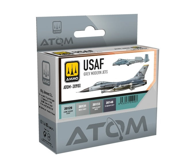 AMMO by Mig 20900 Atom: USAF Grey Modern Jets Acrylic Paint Set (4 Colors) 20ml Bottles
