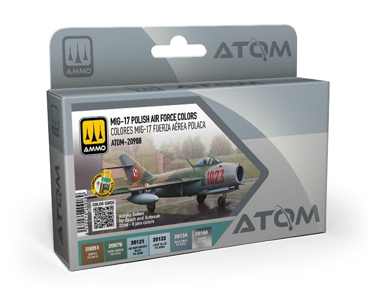 AMMO by Mig 20908 Atom: MiG17 Polish AF Acrylic Paint Set (6 Colors) 20ml Bottles