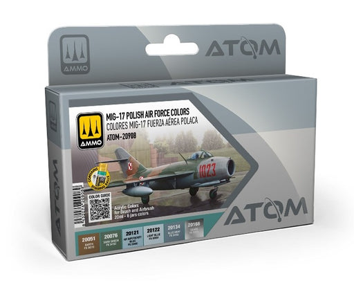 AMMO by Mig 20908 Atom: MiG17 Polish AF Acrylic Paint Set (6 Colors) 20ml Bottles