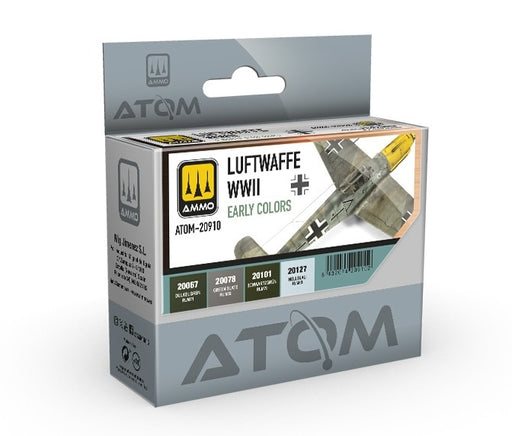 AMMO by Mig 20910 Atom: WWII Early Luftwaffe Acrylic Paint Set (4 Colors) 20ml Bottles