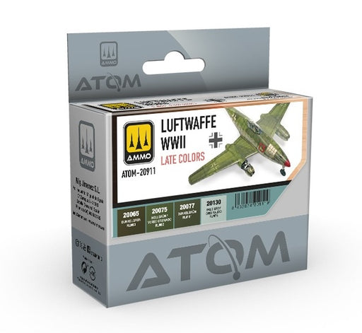 AMMO by Mig 20911 Atom: WWII Late Luftwaffe Acrylic Paint Set (4 Colors) 20ml Bottles