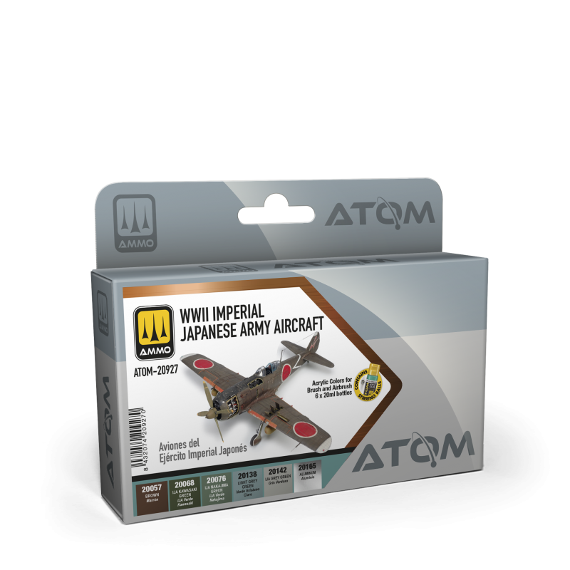 AMMO by Mig 20927 Atom: WWII Imperial Japanese Army Aircraft Acrylic Paint Set (6 Colors) 20ml Bottles
