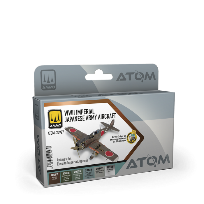 AMMO by Mig 20927 Atom: WWII Imperial Japanese Army Aircraft Acrylic Paint Set (6 Colors) 20ml Bottles