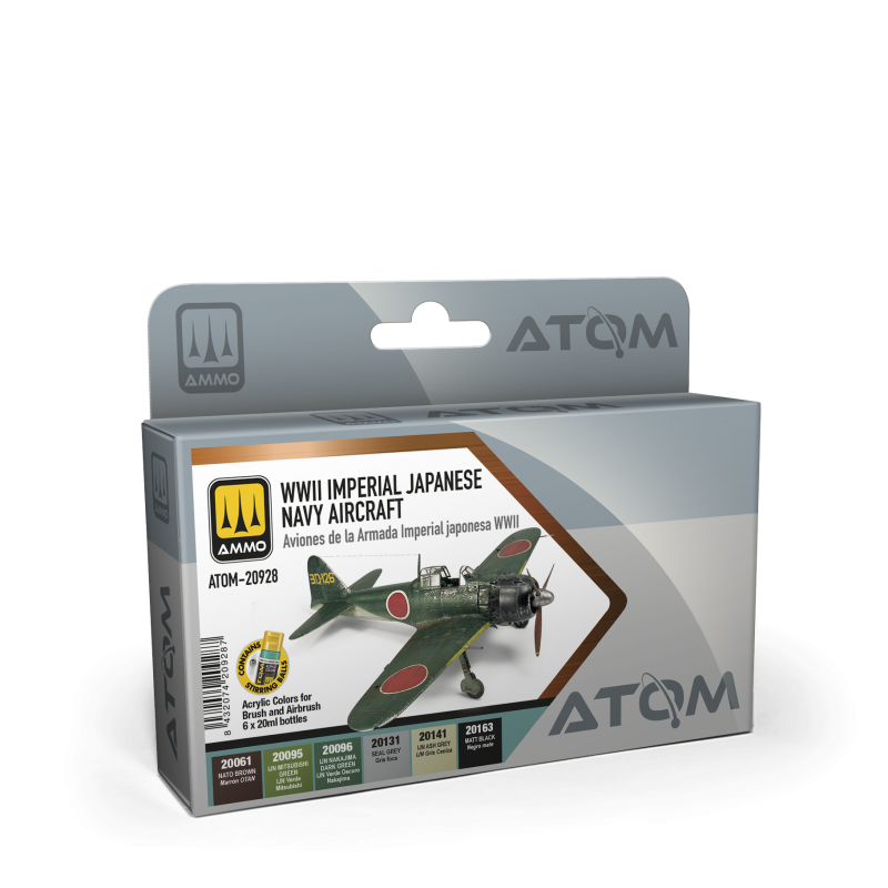 AMMO by Mig 20928 Atom: WWII Imperial Japanese Navy Aircraft Acrylic Paint Set (6 Colors) 20ml Bottles