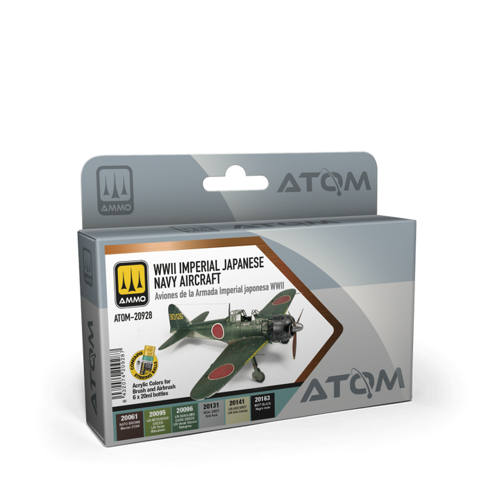 AMMO by Mig 20928 Atom: WWII Imperial Japanese Navy Aircraft Acrylic Paint Set (6 Colors) 20ml Bottles