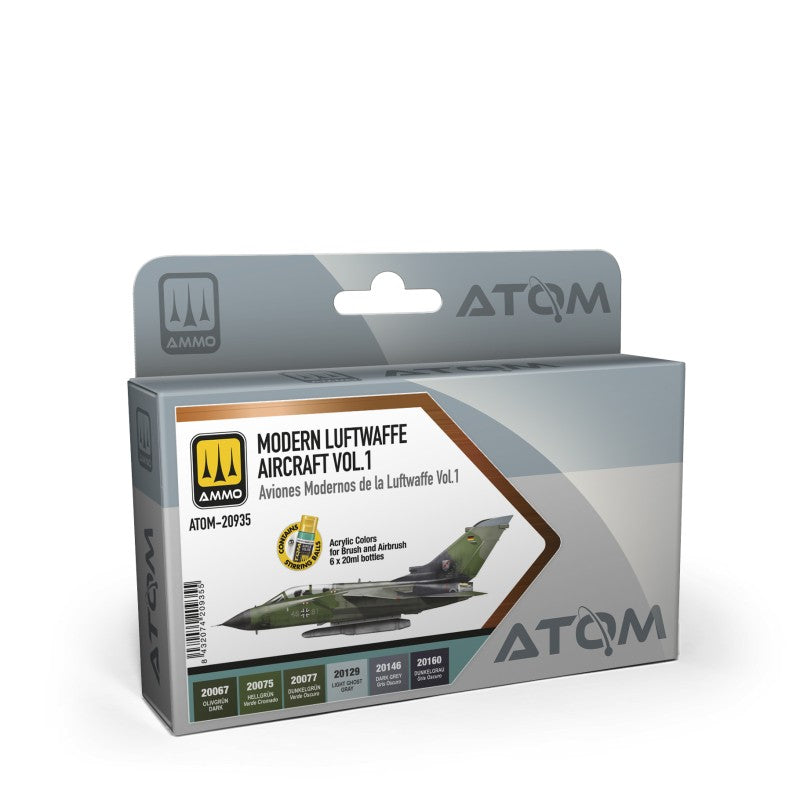 AMMO by Mig 20935 Atom: Modern Luftwaffe Aircraft Vol. 1 Acrylic Paint Set (6 Colors) 20ml Bottles