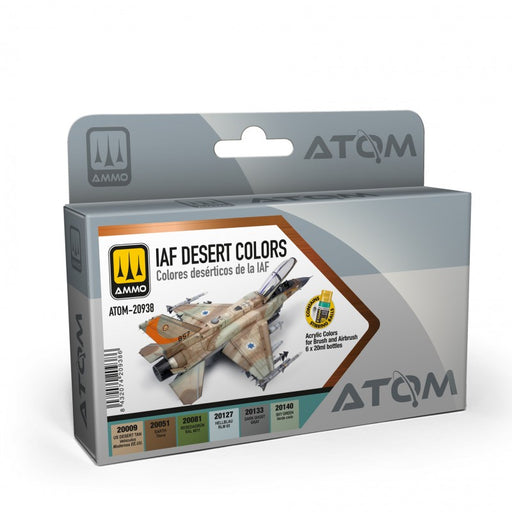AMMO by Mig 20938 Atom: IAF Desert Acrylic Paint Set (6 Colors) 20ml Bottles