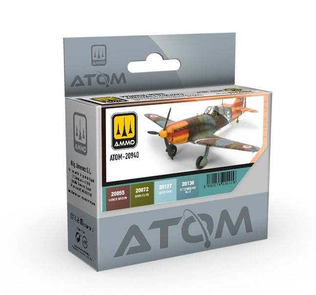 AMMO by Mig 20940 Atom: WWII French Aircraft Acrylic Paint Set (4 Colors) 20ml Bottles