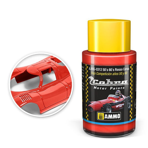 AMMO by Mig 312 Cobra Motor: 50s 60s Rosso Corsa Acrylic Paint 30ml Bottle