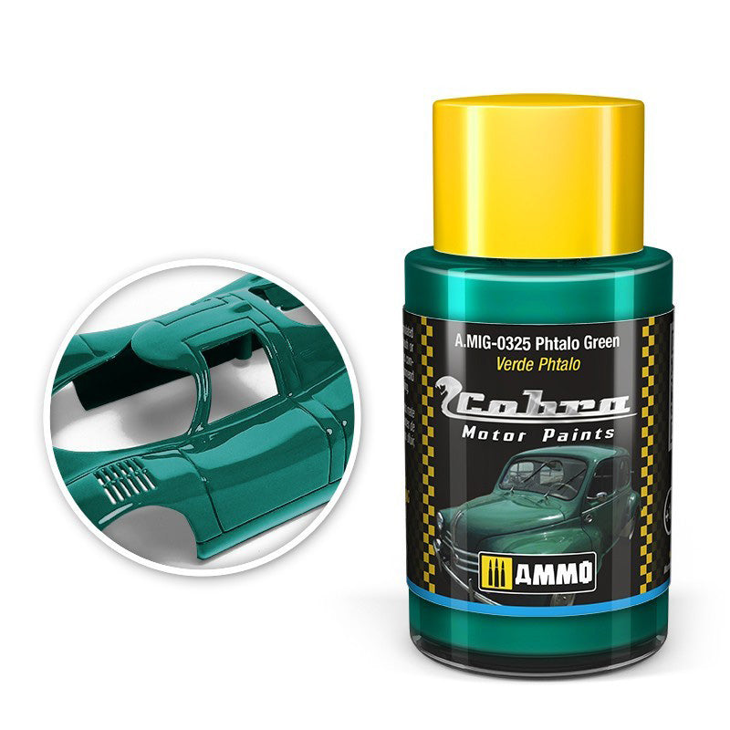 AMMO by Mig 325 Cobra Motor: Phtalo Green Acrylic Paint 30ml Bottle