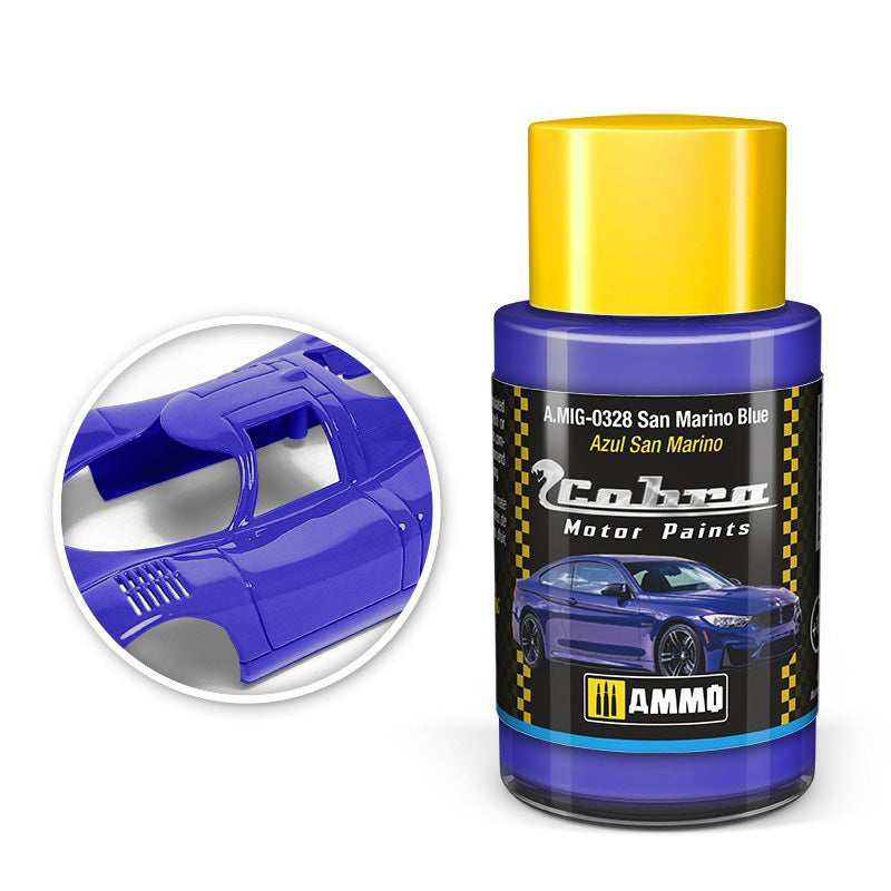 AMMO by Mig 328 Cobra Motor: San Marino Blue Acrylic Paint 30ml Bottle