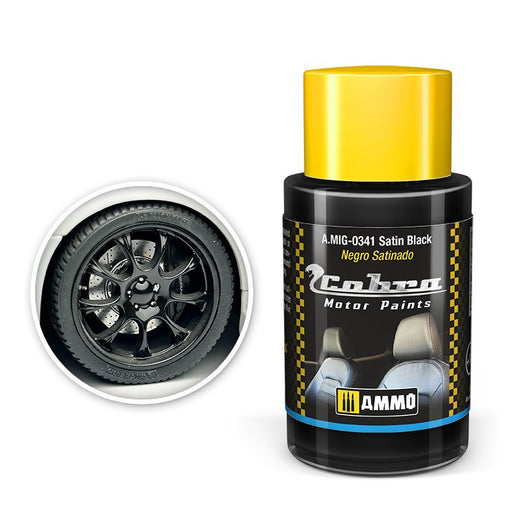 AMMO by Mig 341 Cobra Motor: Satin Black Acrylic Paint 30ml Bottle