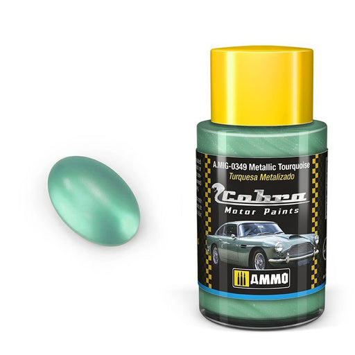 AMMO by Mig 349 Cobra Motor: Metallic Turquoise Acrylic Paint 30ml Bottle