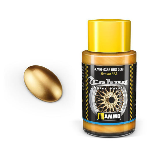 AMMO by Mig 355 Cobra Motor: BBS Gold Acrylic Paint 30ml Bottle
