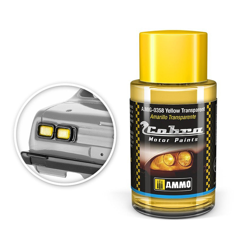 AMMO by Mig 358 Cobra Motor: Yellow Transparent Acrylic Paint 30ml Bottle