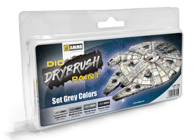 AMMO by Mig 7300 Grey Dio Drybrush Acrylic Paint Set (4 Colors) 40ml Bottles