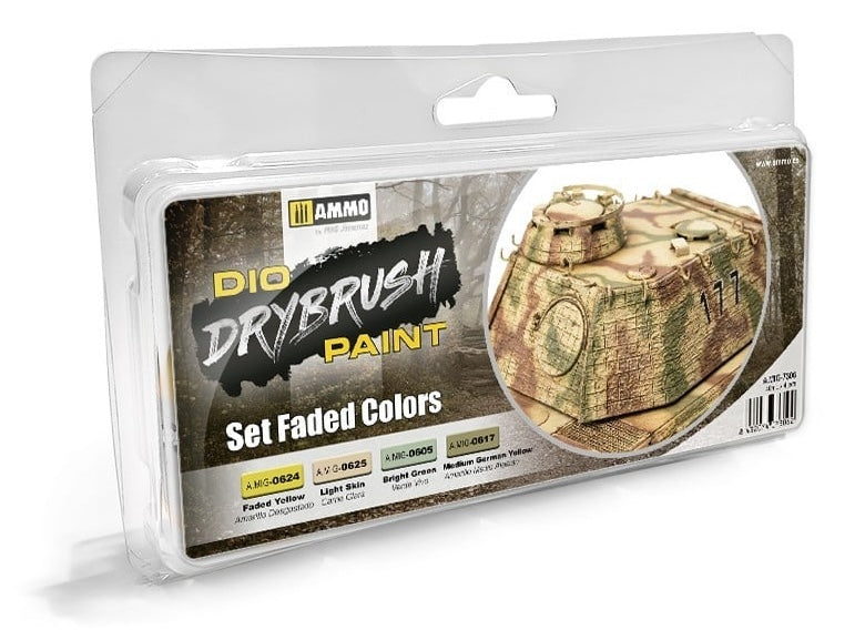 AMMO by Mig 7306 Faded Dio Drybrush Acrylic Paint Set (4 Colors) 40ml Bottles