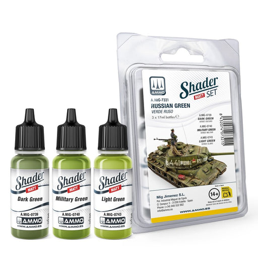 AMMO by Mig 7321 Russian Green Shader Acrylic Paint Set (3 Colors) 10ml Bottles