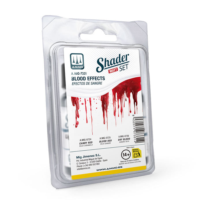 AMMO by Mig 7331 Blood Effects Shader Matt Acrylic Paint Set (3 Colors) 10ml Bottles