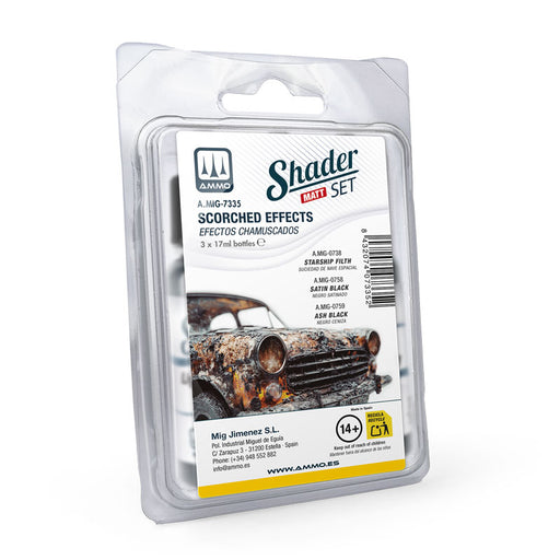 AMMO by Mig 7335 Scorched Effects Shader Matt Acrylic Paint Set (3 Colors) 10ml Bottles
