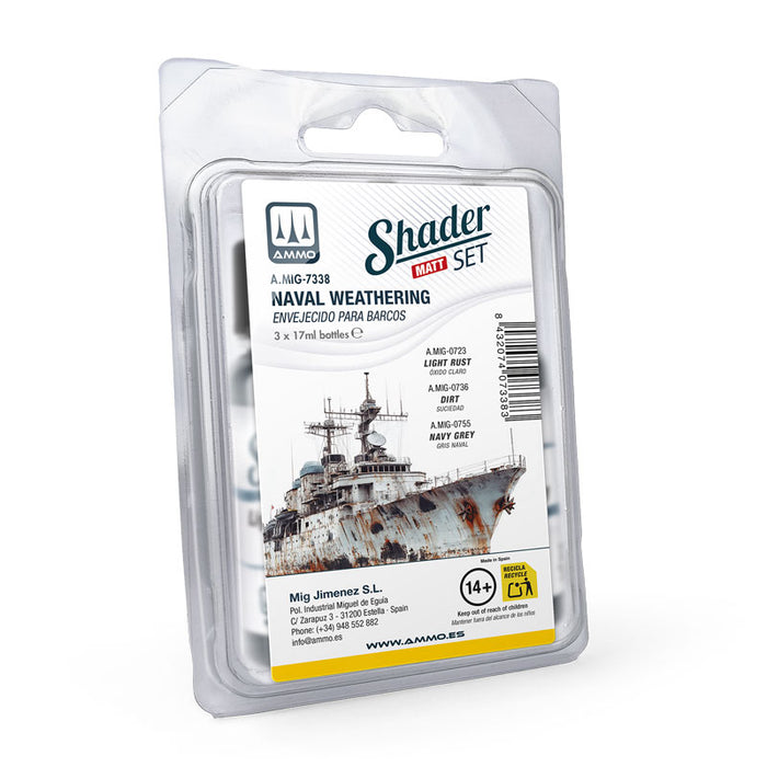 AMMO by Mig 7338 Naval Weathering Shader Matt Acrylic Paint Set (3 Colors) 10ml Bottles