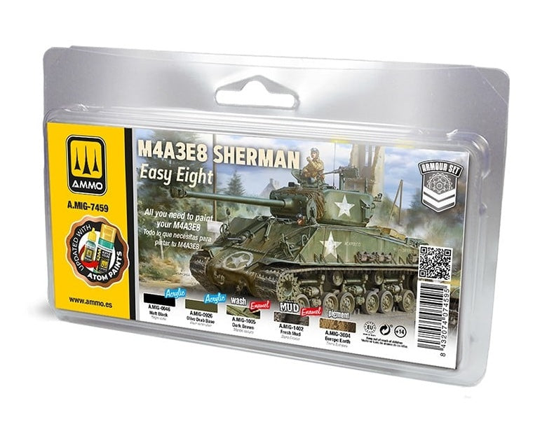 AMMO by Mig 7459 M4A3E8 Sherman Easy Eight Acrylic/Enamel Paint Set (5 Colors)