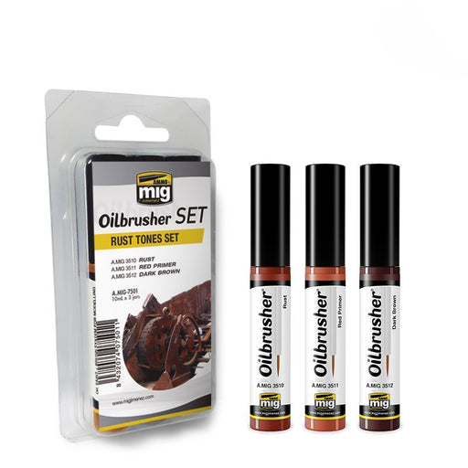 AMMO by Mig 7501 Rust Tones Oilbrusher Paint Set (3 Colors) 10ml Bottles